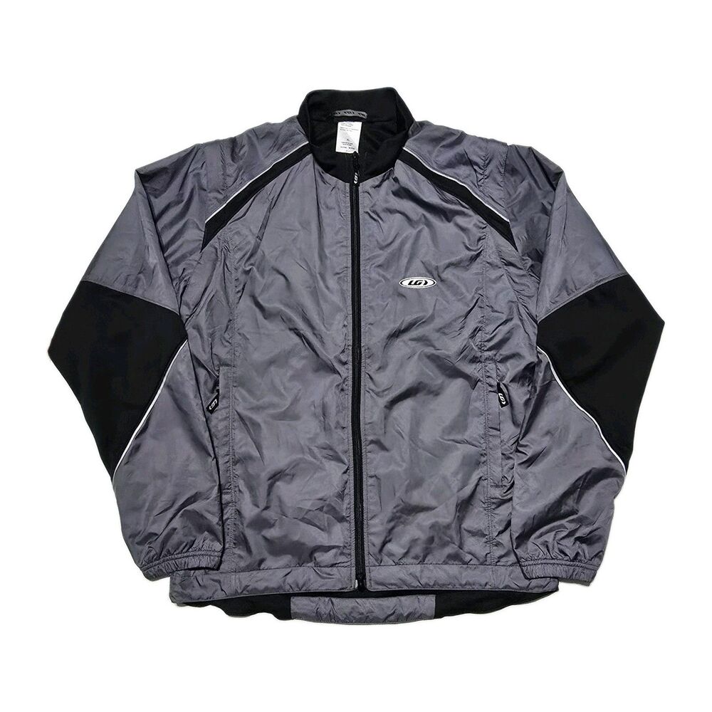 Louis Garneau Men's Convertible Cycling Jacket Grey Black Full Zip Windbreaker
